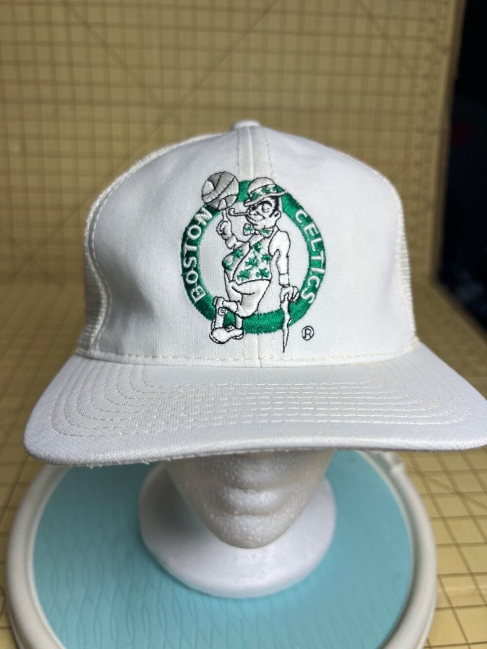 Boston Celtics White Snapback Hat With Mesh Back & Embroidered Logo